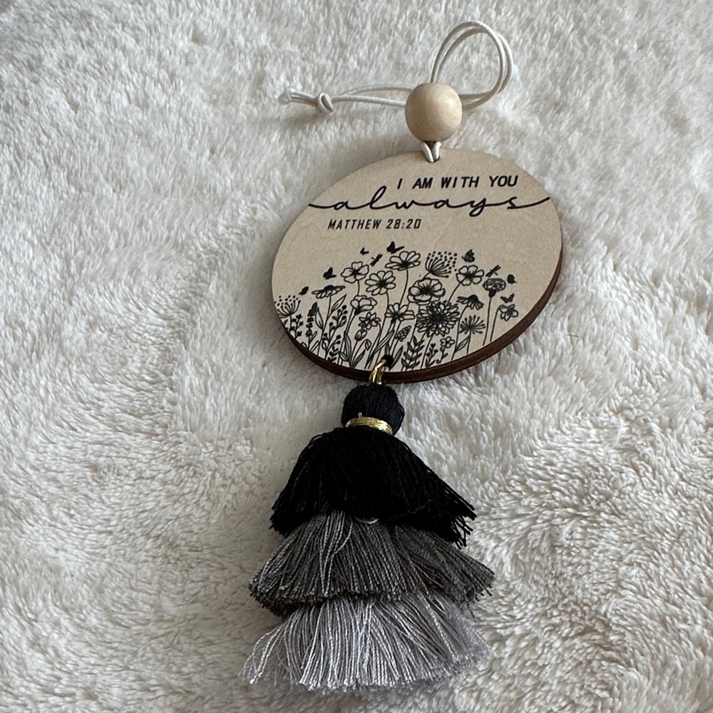 Inspirational Scripture Rear View Mirror Hanging Daily Inspiration with Tassels - Picture 9 of 10